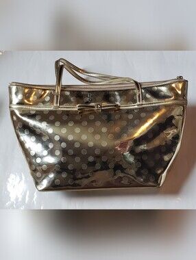 Kate Spade NY Camellia Street Sophie Large Metallic Gold Polka Dot Embossed Tote
